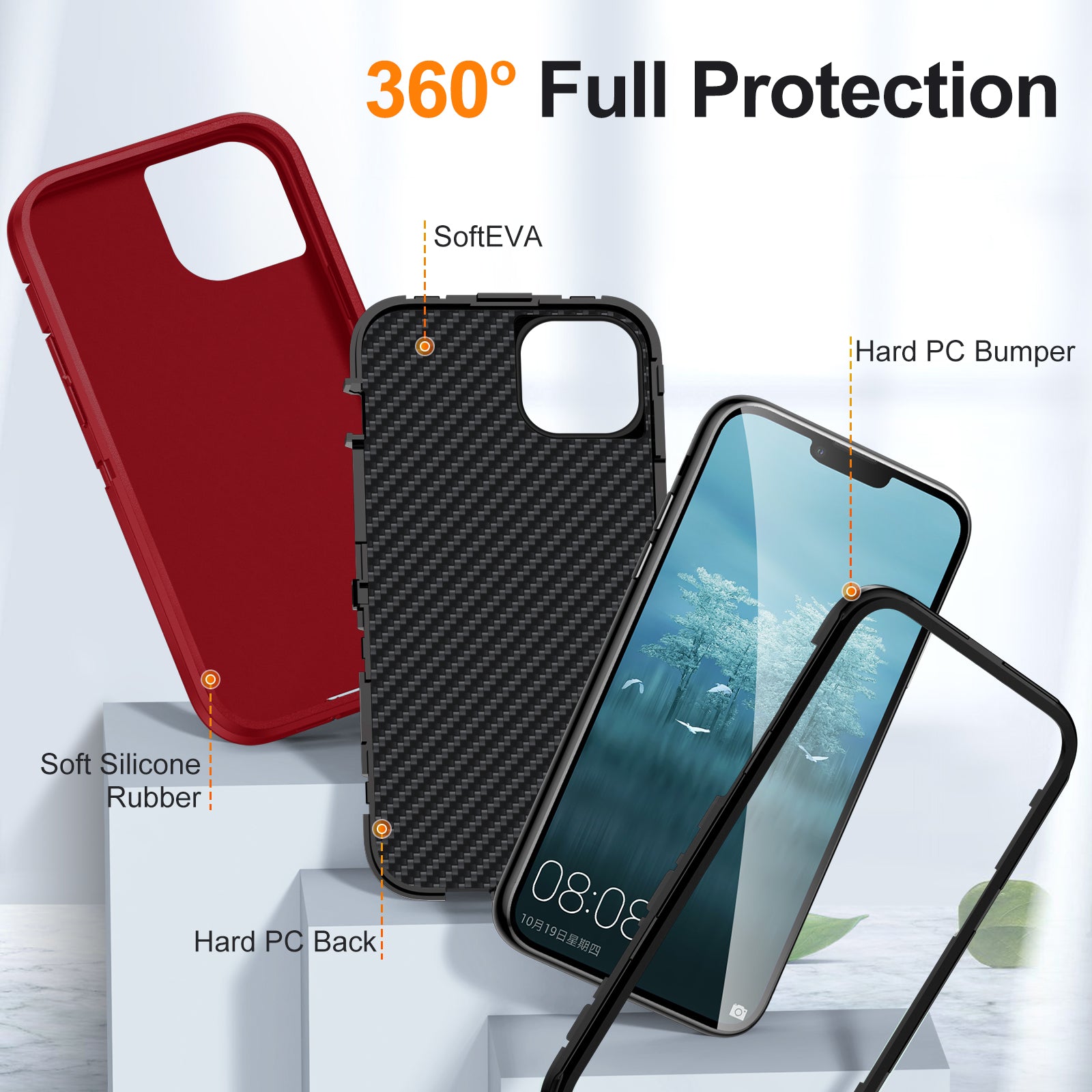 For iPhone 13 14 Phone Case TPU+PC Shockproof Protection Cover with Inner EVA Paper For iPhone 13 14 Phone Case TPU+PC Shockproof Protection Cover with Inner EVA Paper